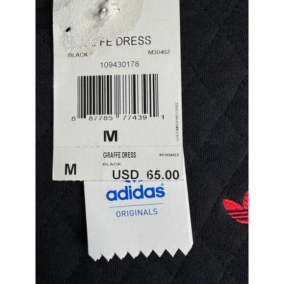 NWT ADIDAS GIRAFFE ASYMMETRIC QUILTED DRESS BLACK SIZE: MEDIUM - Picture 3 of 4